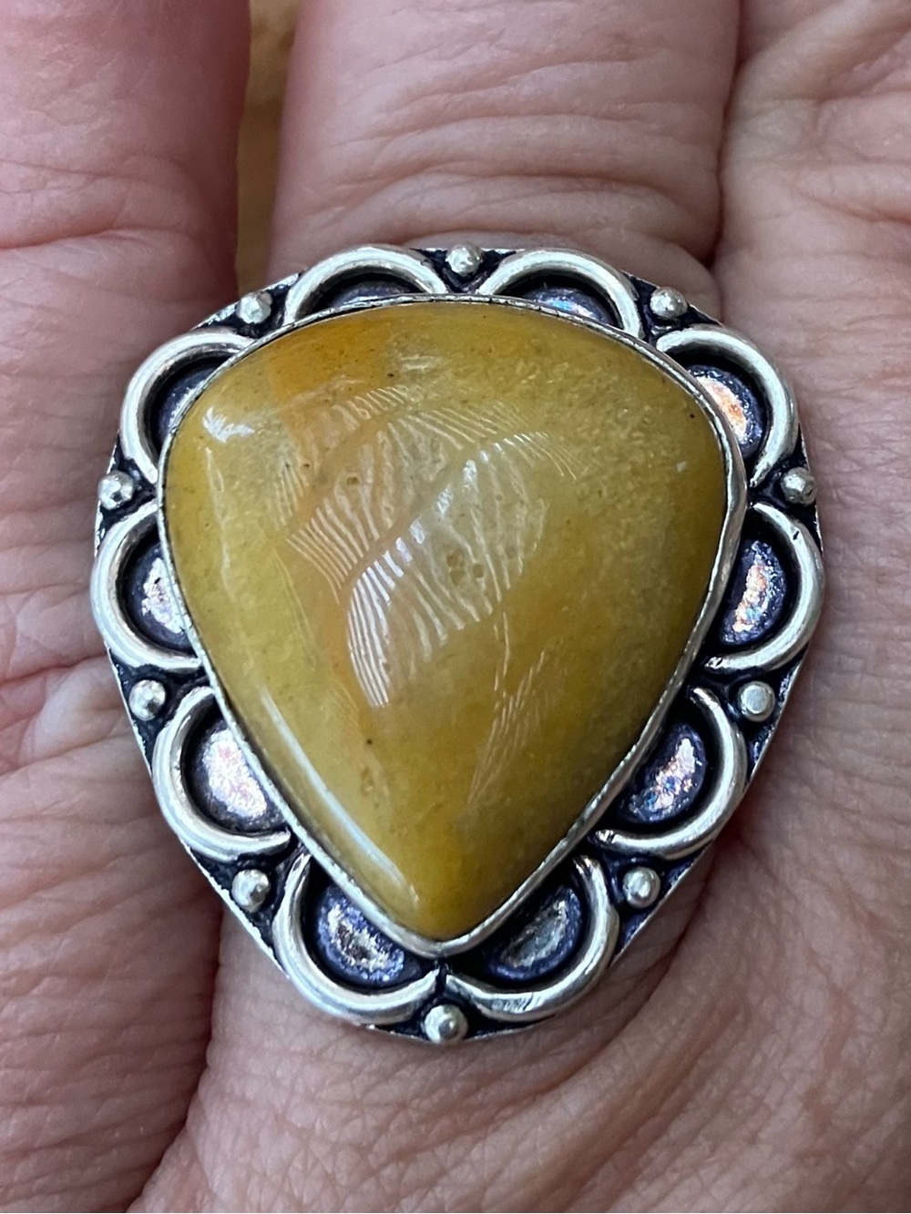 925 Sterling Silver Ornate Setting Gemstone Statement Ring